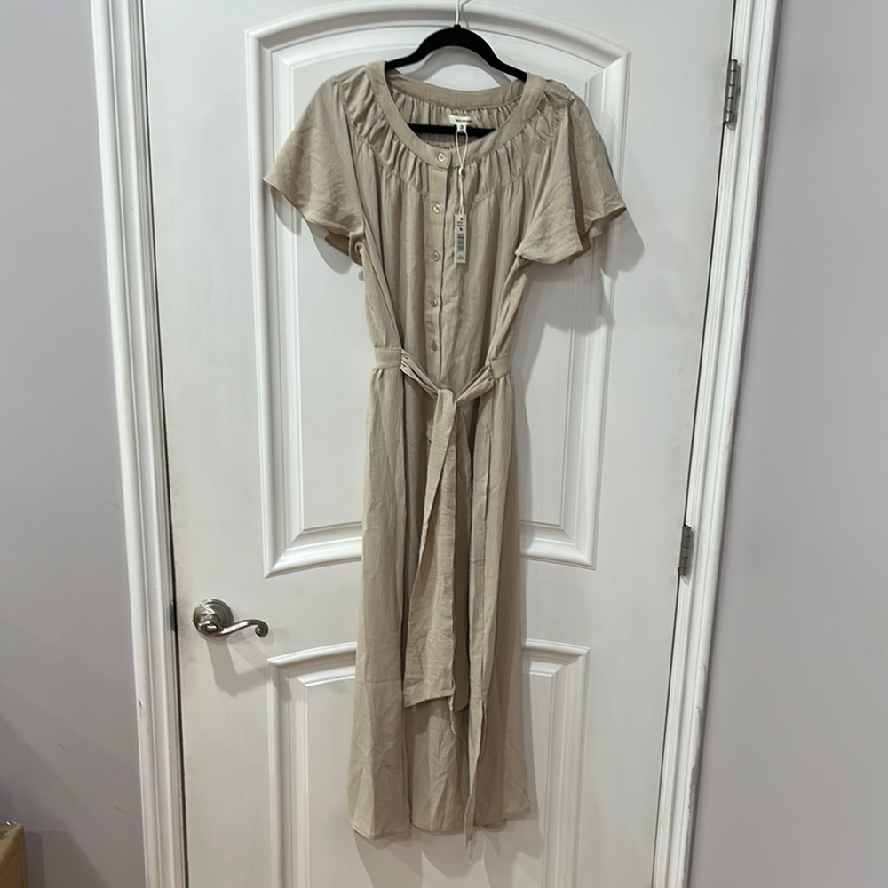 Max Studio Tan Flutter Sleeve Sundress